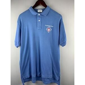 Vtg Baseball Hall of Fame Polo Shirt Mens‎ Large Winner Mate Blue 1990